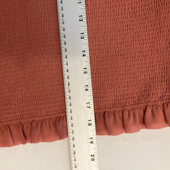 NWT WILFRED Top XL Red-Pink Chiffon Ruffle Smocked Puff-Sheer-Ballon-Long-Sleeve - Picture 12 of 13